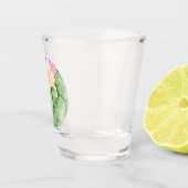 水彩素朴サボテンのピンク色の花 ショットグラス (右)