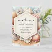 水彩素朴ビーチ結婚式 セーブザデート (スタンド正面)