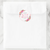 水彩素朴ピンクの花ブライダルシャワー ラウンドシール (バッグ)