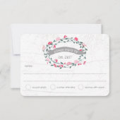 水彩素朴フローラガーランドフォークア結婚ート 出欠カード (正面)