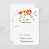 水彩素朴フローラガーランドフォークア結婚ート 出欠カード (正面/裏面)