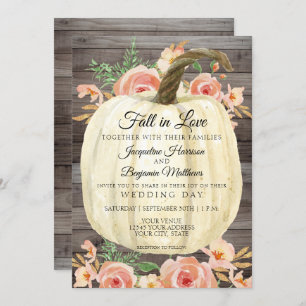 水彩素朴フローラパンプキンピーチコーラルウッド 招待状