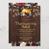 水彩素朴フローラ感謝祭 招待状 (正面/裏面)