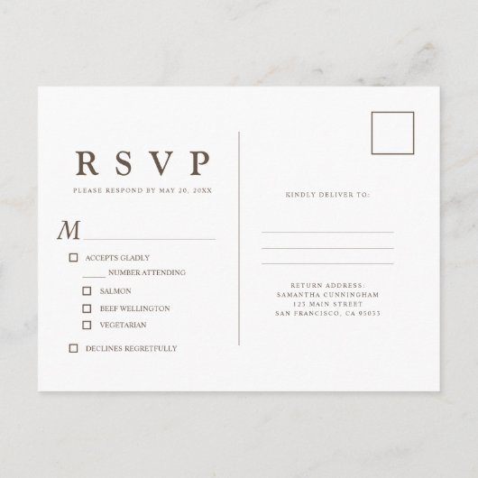 水彩素朴フローラ結婚式RSVP インビテーションポストカード (裏面)