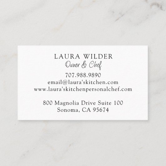 水彩素朴ポットパンフードキッチン台所用品ウッド 名刺 (裏面)