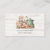 水彩素朴ポットパンフードキッチン台所用品ウッド 名刺 (正面)