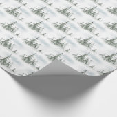 水彩素朴モミ樹林の冬 ラッピングペーパー (角)