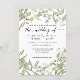 水彩素朴ワイナリーユーカリ葉葉 招待状