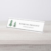 水彩素朴木林の森林パーソナライズされた地 デスクネームプレート (正面)