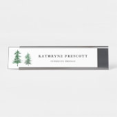 水彩素朴木林の森林パーソナライズされた地 デスクネームプレート (正面)