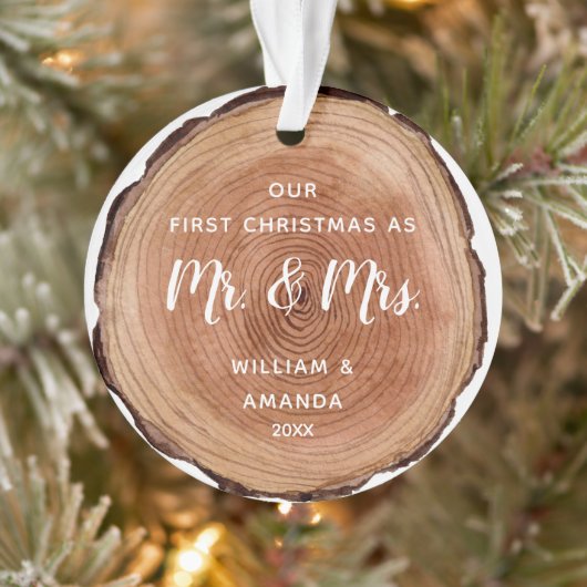 水彩素朴木片初めてのクリスマス オーナメント (ツリー)