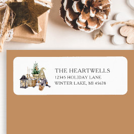 水彩素朴格言クリスマス差出人住所 ラベル