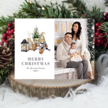 水彩素朴格言フォトホリデー葉書