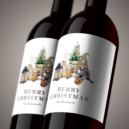 水彩素朴格言メリークリスマス ワインラベル
