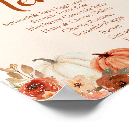 水彩素朴秋かぼちゃ秋メニューサイン ポスター (角)