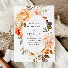 水彩素朴秋フローラ楕円フレーム 招待状