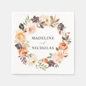 水彩素朴秋フローラ結婚 スタンダードカクテルナプキン (正面)