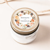 水彩素朴秋フローラ結婚 ラウンドシール