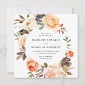 水彩素朴秋フローラ結婚 招待状 (正面)