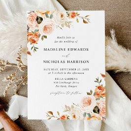 水彩素朴秋フローラ結婚 招待状