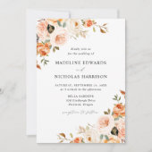 水彩素朴秋フローラ結婚 招待状 (正面)