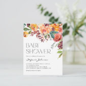水彩素朴秋花赤ちゃんシャワー インビテーションポストカード (スタンド正面)