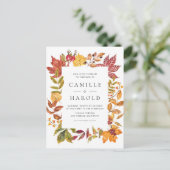 水彩素朴紅葉フレ結婚ーム インビテーションポストカード (スタンド正面)