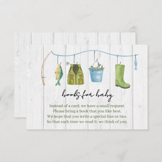 水彩素朴魚釣りテーマベビー帳 エンクロージャーカード (正面/裏面)