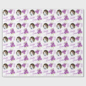 水彩素材花紫色の写真結婚の ラッピングペーパー (フラット)