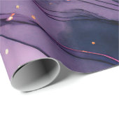 水彩紫および金ゴールドグリッターアルコールインキ ラッピングペーパー (ロールコーナー)