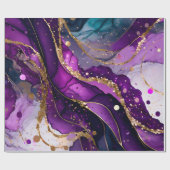 水彩紫および金ゴールドグリッターアルコールインキ ラッピングペーパー (フラット)