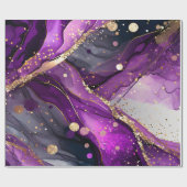 水彩紫および金ゴールドグリッターアルコールインキ ラッピングペーパー (フラット)