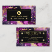 水彩紫および金ゴールドグリッターアルコールインキ 名刺 (正面/裏面)