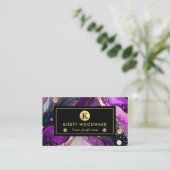 水彩紫および金ゴールドグリッターアルコールインキ 名刺 (スタンド正面)