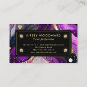 水彩紫および金ゴールドグリッターアルコールインキ 名刺 (裏面)