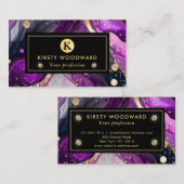 水彩紫および金ゴールドグリッターアルコールインキ 名刺 (正面/裏面)