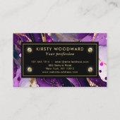 水彩紫および金ゴールドグリッターアルコールインキ 名刺 (裏面)