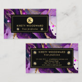 水彩紫および金ゴールドグリッターアルコールインキ 名刺 (正面/裏面)