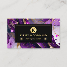 水彩紫および金ゴールドグリッターアルコールインキ 名刺