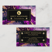 水彩紫および金ゴールドグリッターアルコールインキ 名刺 (正面/裏面)