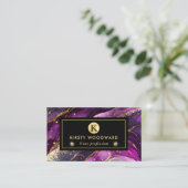 水彩紫および金ゴールドグリッターアルコールインキ 名刺 (スタンド正面)