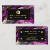 水彩紫および金ゴールドグリッターアルコールインキ 名刺 (正面/裏面)