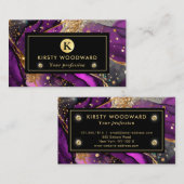 水彩紫および金ゴールドグリッターアルコールインキ 名刺 (正面/裏面)