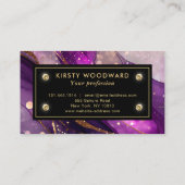 水彩紫および金ゴールドグリッターアルコールインキ 名刺 (裏面)