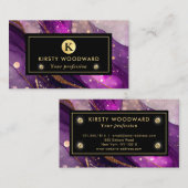 水彩紫および金ゴールドグリッターアルコールインキ 名刺 (正面/裏面)