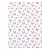 水彩紫かわいらしイングリッシュフラワーパターン テーブルクロス (正面)