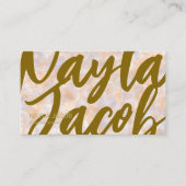 水彩紫とオレンジの手作り服 名刺 (正面)