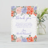 水彩紫とオレンジ色の花の誕生日 サンキューカード (スタンド正面)