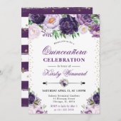 水彩紫とクリームの花キンセアニェラ 招待状 (正面/裏面)