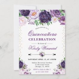 水彩紫とクリームの花キンセアニェラ 招待状